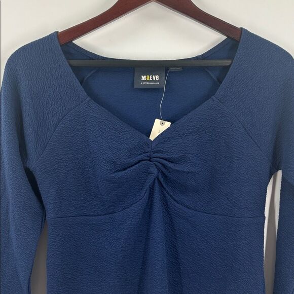Maeve Anthropologie Dark Blue Long Sleeve Shirt Sweetheart Top New With Tags - Picture 9 of 15